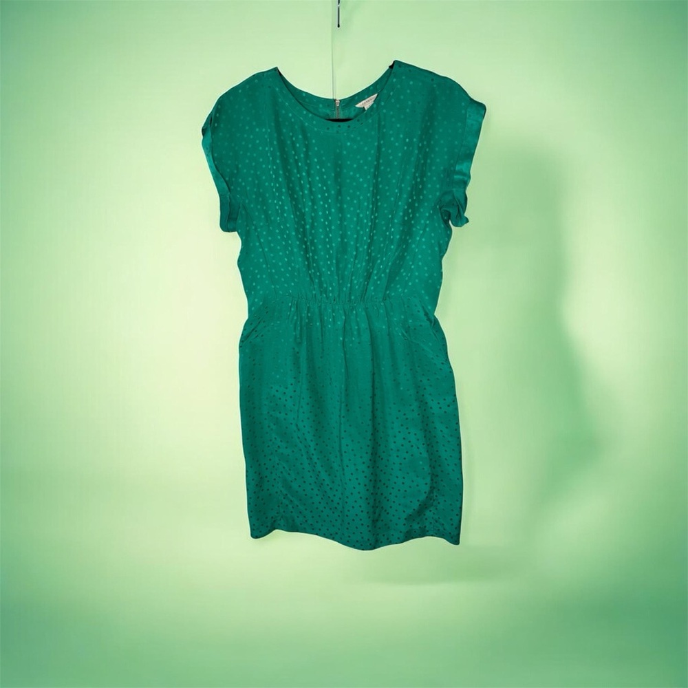 Fossil Dot Cap-Sleeve Silk Dress